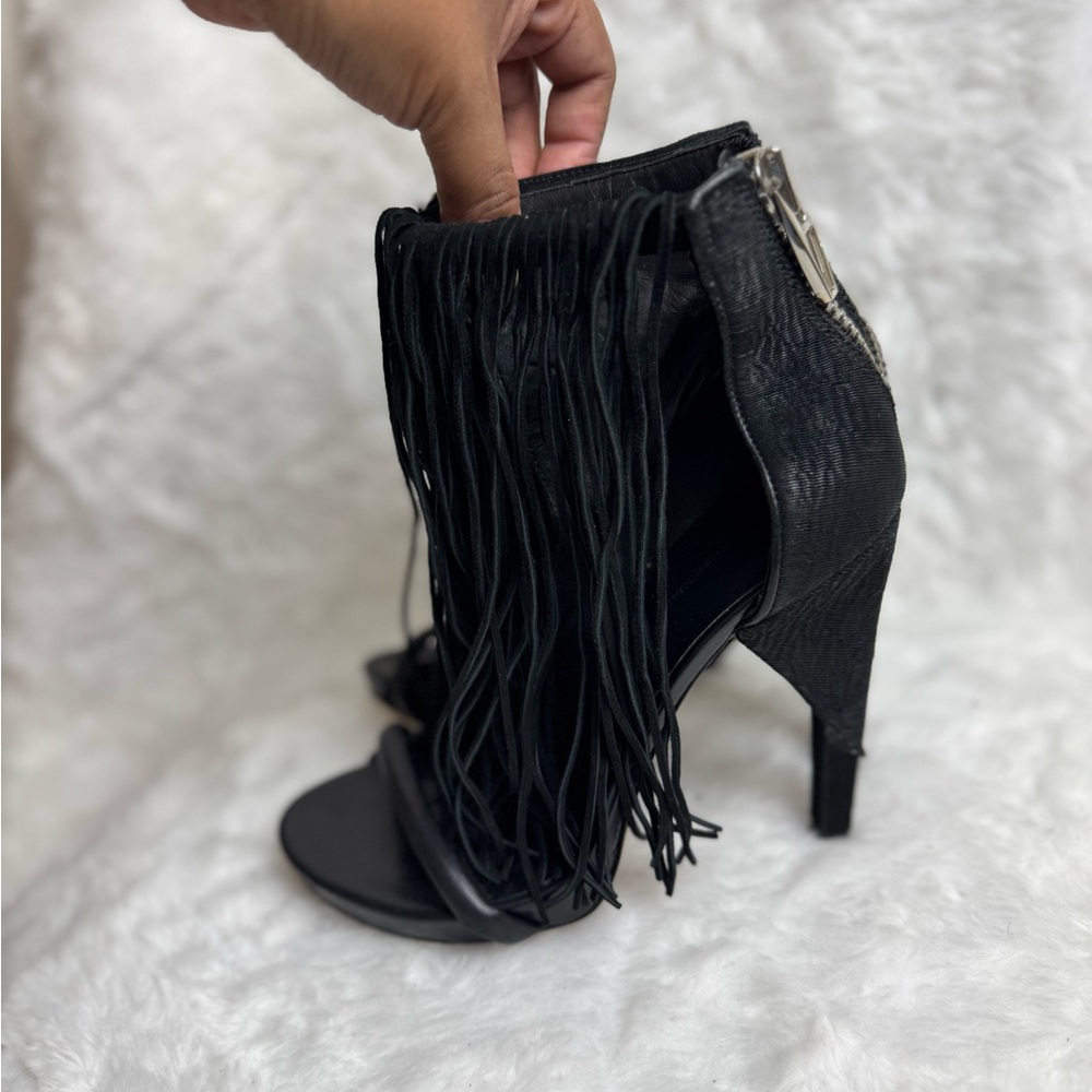 Alexander Wang Black Suede Fringe D'Orsay Heel - Picture 4 of 12